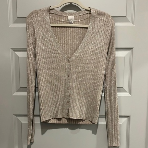 a new day Sweaters - A New Day Women's Ribbed Cardigan with Sparkle shimmer